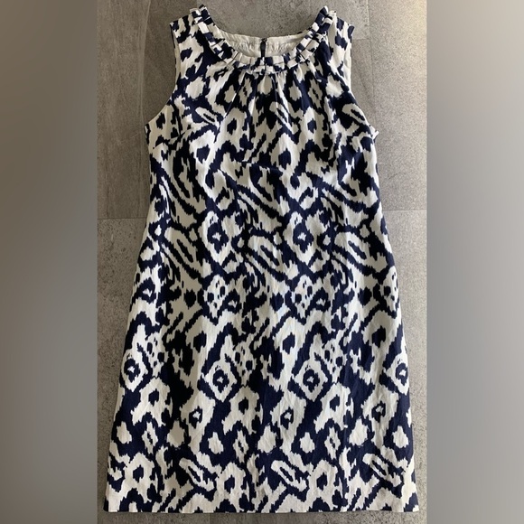 LOFT Petite Blue Ikat Shift Dress - Picture 6 of 13